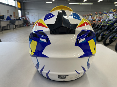 Шлем кроссовый HETOSHI UFD XD1-43 цв. Бело-сине-красно-желтый р. M 